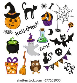 Halloween Holiday Elements Set Graphic Web Stock Vector (Royalty Free ...