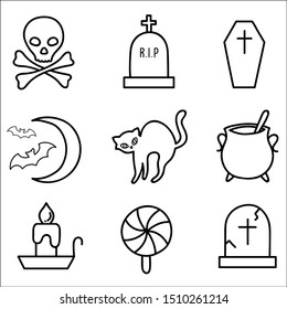 Set of cute halloween icons. Hand drawn doodles vector illustration.