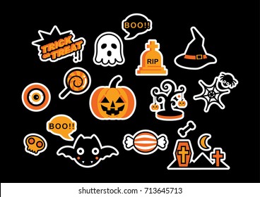 Set of Cute Halloween Logo Icon Design Elements Vector