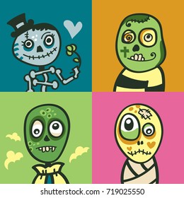 Set of cute halloween monsters