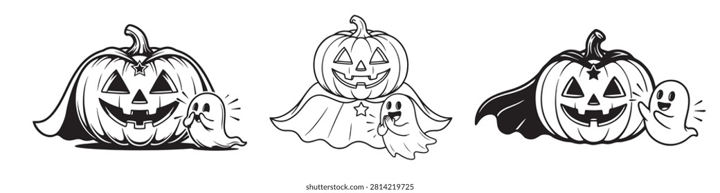Set cute halloween pumpkins