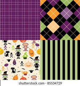 set of cute halloween seamless backgrounds