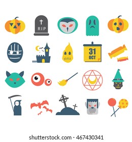 Set of cute halloween theme icons 