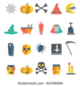 Set of cute halloween theme icons 