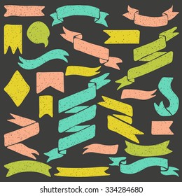 Set of cute hand drawn banners. Vector elements for design of invitation card, save the date, birthday card, scrapbook and design.