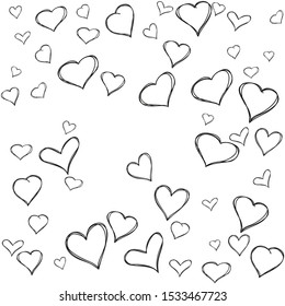 Set of cute hand drawn black stars. Valentines day greeting card or wedding invitation background party design. Vector illustration.