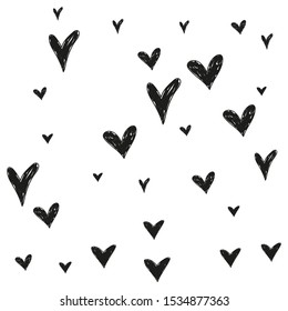 Set of cute hand drawn black stars. Valentines day greeting card or wedding invitation background party design. Vector illustration.