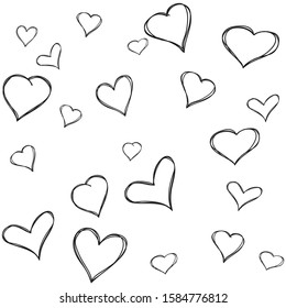 Set of cute hand drawn black stars. Valentines day greeting card or wedding invitation background party design. Vector illustration.