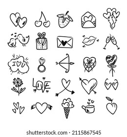 Set Cute Hand Drawn Black Vector Stock Vector (Royalty Free) 2115867545 ...