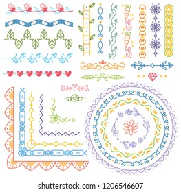 Set of cute hand drawn border
