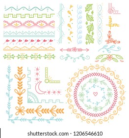 Conjunto de bonito mão desenhada borda