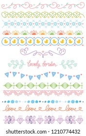 Set Cute Hand Drawn Border Stock Vector (Royalty Free) 1210774432 ...