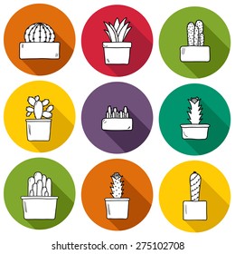 Set of cute hand drawn cactus icons for your design