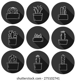 Set of cute hand drawn cactus icons for your design