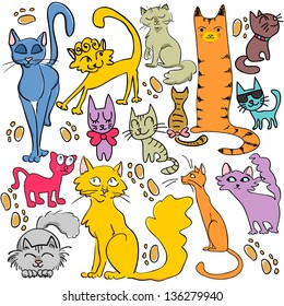 Set of cute hand drawn cats