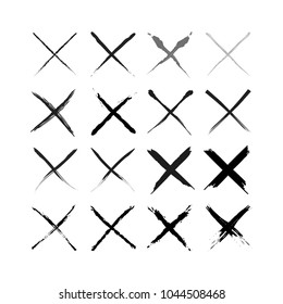 Set of cute hand drawn crosses. Doodle style sketching. Vector illustration.