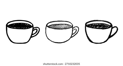 Conjunto de linda taza de té o café dibujado a mano Clipart de taza simple Doodle acogedor hogar Elemento único para el diseño