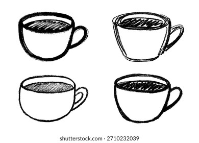 Conjunto de linda taza de té o café dibujado a mano Clipart de taza simple Doodle acogedor hogar Elemento único para el diseño
