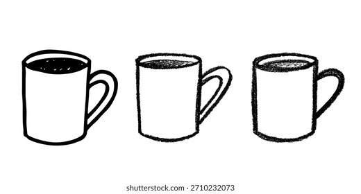 Conjunto de linda taza de té o café dibujado a mano Clipart de taza simple Doodle acogedor hogar Elemento único para el diseño
