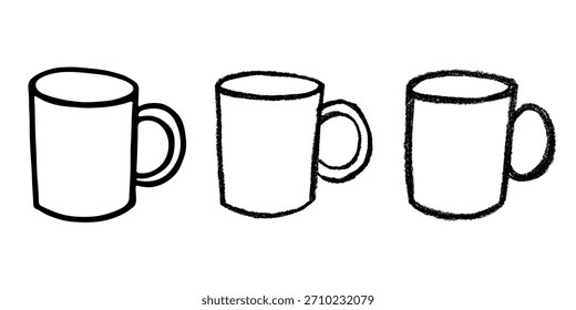 Set of cute hand drawn cup of tea or coffee Simple mug clipart Cozy home doodle Single element for design
