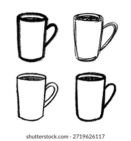 Conjunto de linda taza de té o café dibujado a mano Clipart de taza simple Doodle acogedor hogar Elemento único para el diseño
