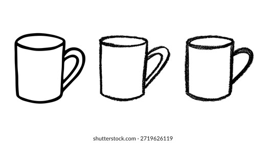 Conjunto de linda taza de té o café dibujado a mano Clipart de taza simple Doodle acogedor hogar Elemento único para el diseño