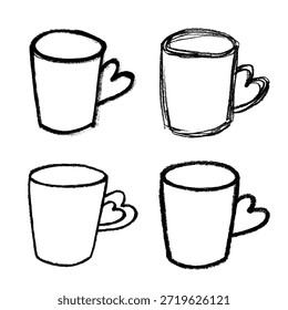 Conjunto de linda taza de té o café dibujado a mano Clipart de taza simple Doodle acogedor hogar Elemento único para el diseño