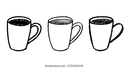 Conjunto de linda taza de té o café dibujado a mano Clipart de taza simple Doodle acogedor hogar Elemento único para el diseño