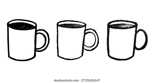 Conjunto de bonito mão desenhada xícara de chá ou café Simples caneca clipart Cozy casa doodle Único elemento para design