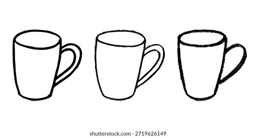 Conjunto de linda taza de té o café dibujado a mano Clipart de taza simple Doodle acogedor hogar Elemento único para el diseño