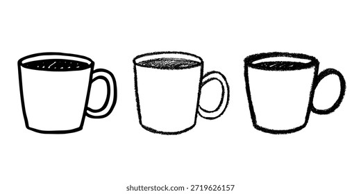 Conjunto de linda taza de té o café dibujado a mano Clipart de taza simple Doodle acogedor hogar Elemento único para el diseño