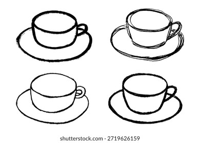 Conjunto de linda taza de té o café dibujado a mano Clipart de taza simple Doodle acogedor hogar Elemento único para el diseño