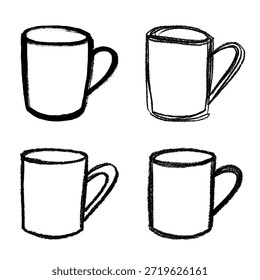 Conjunto de linda taza de té o café dibujado a mano Clipart de taza simple Doodle acogedor hogar Elemento único para el diseño
