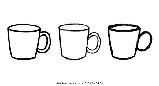 Conjunto de linda taza de té o café dibujado a mano Clipart de taza simple Doodle acogedor hogar Elemento único para el diseño