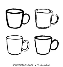 Conjunto de linda taza de té o café dibujado a mano Clipart de taza simple Doodle acogedor hogar Elemento único para el diseño