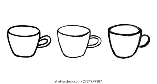 Conjunto de bonito mão desenhada xícara de chá ou café Simples caneca clipart Cozy casa doodle Único elemento para design