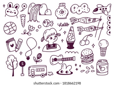 Set of cute hand drawn doodle vector illustration