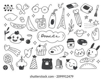 Set of cute hand drawn doodle vector illustration