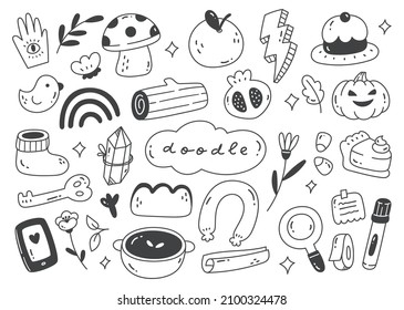 Conjunto de adorables dibujos de doodle ilustraciones vectoriales dibujadas a mano