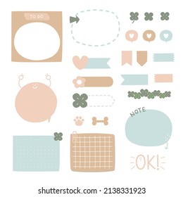 set of cute hand drawn, doodle text box with icon, speech bubble balloon, text box, flat design, vector, illustration