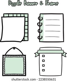 Juego de Banners y cintas dibujados a mano. Ideas del diario de viñetas. Cosas De Bruja. Notas pegajosas.