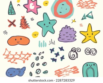 Set of cute hand drawn doodle elements. Vector illustration.