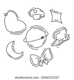  Set of cute hand drawn doodle decoration elements. Vector illustration.