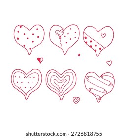 Set von niedlichen handgezeichneten Doodle-Herzen