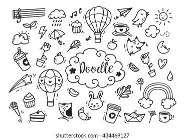 Set of cute hand drawn doodle