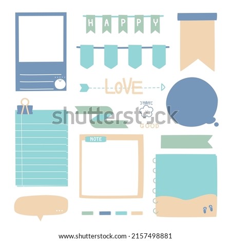 set of cute hand drawn, doodle text box with icon, speech bubble balloon, flat design, vector, illustration