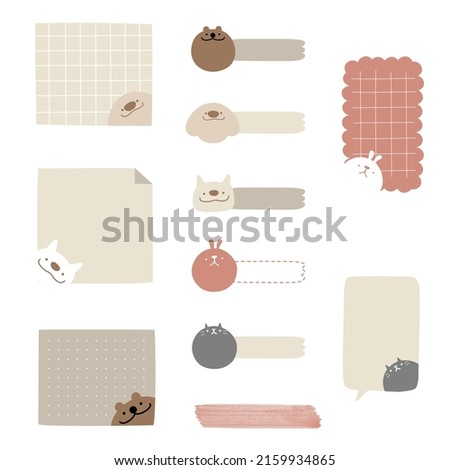 set of cute hand drawn, doodle text box with icon, speech bubble balloon, flat design, vector, illustration