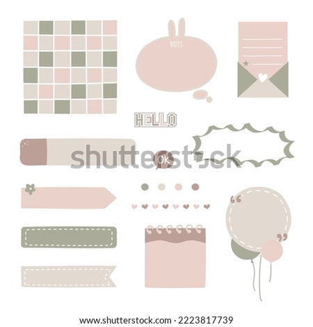 set of cute hand drawn, doodle text box with icon, speech bubble balloon, text box, flat design, vector, illustration