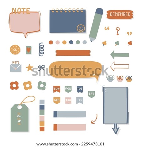 set of cute hand drawn, doodle text box with icon, speech bubble balloon, flat design, vector, illustration