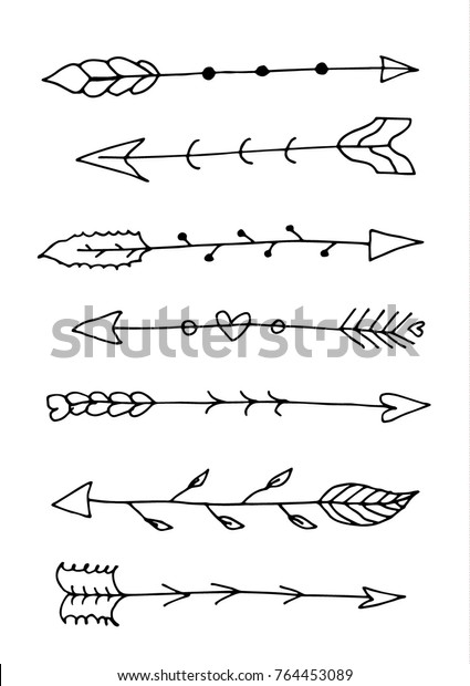 Set of\
Cute Hand drawn Doodle Arrows isolated on white background for your\
Design. Bullet journal Ideas. Girly\
Stuff.